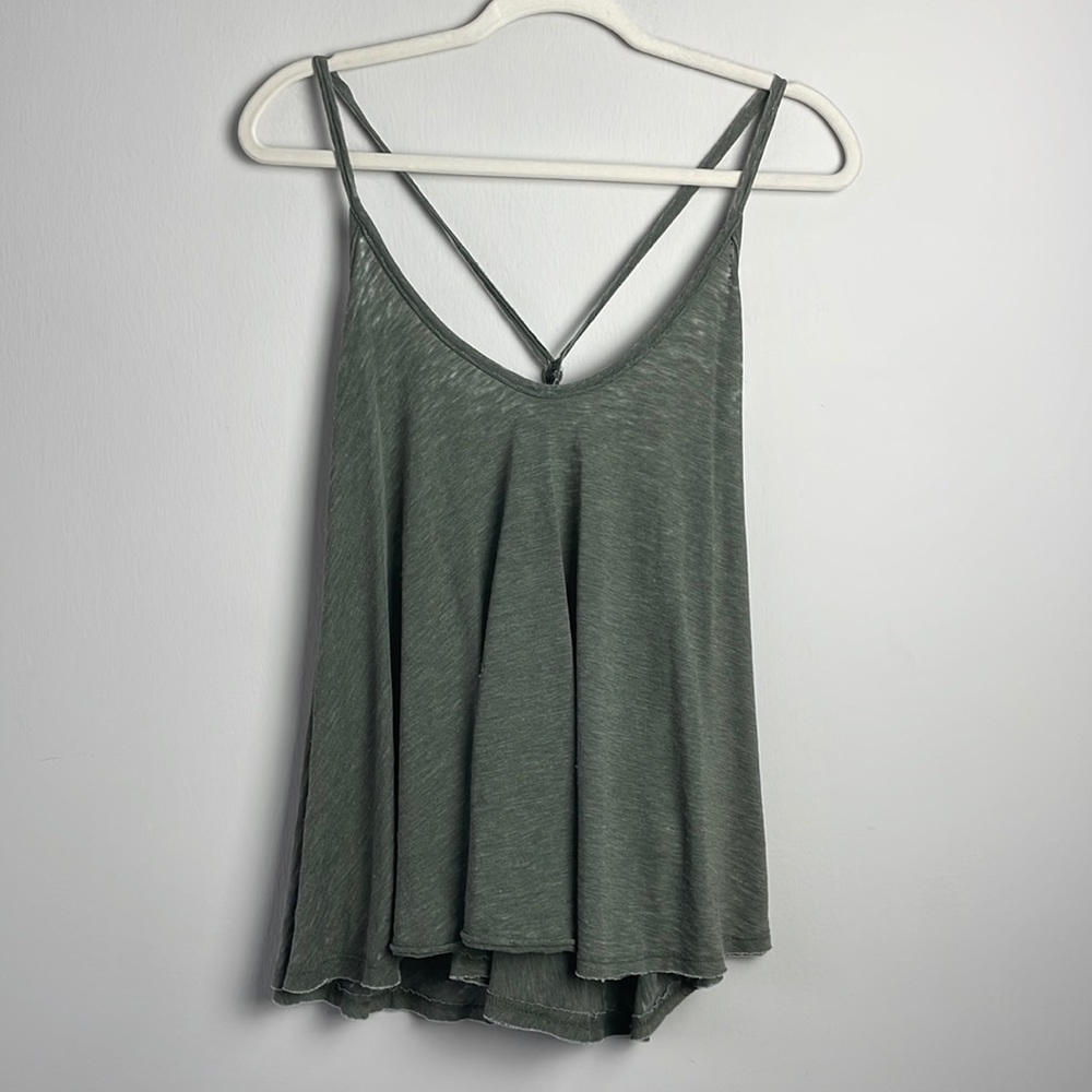 Free People Olive Burnout Racerback Tank - Size S